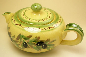 Provence hand made pottery Tea pot (OLIVE) - Click Image to Close